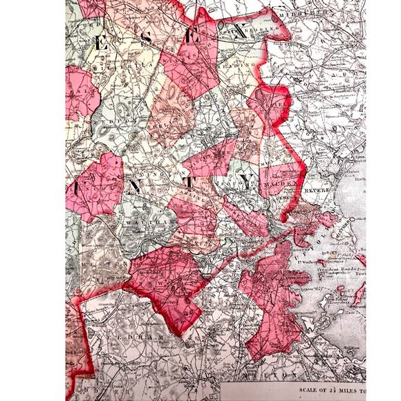 Middlesex Massachusetts 1871 Historical 25.5x17" Original Map Atlas - Picture 4 of 12